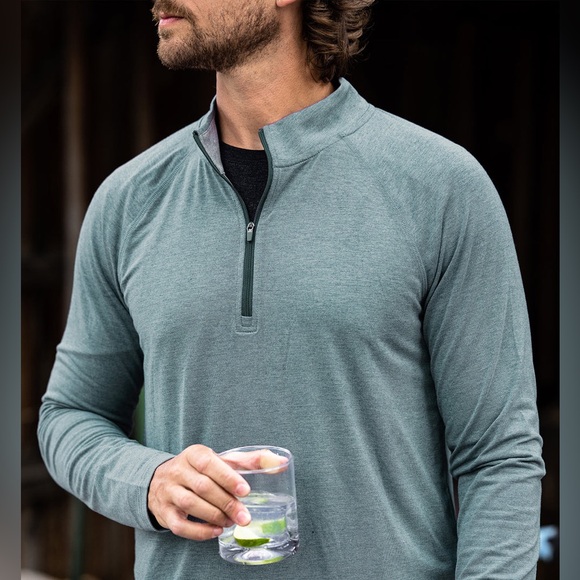 Free Fly Men's Bamboo Flex Quarter Zip Size Medium Gray Green  Outdoor Casual. 6 - Picture 1 of 6